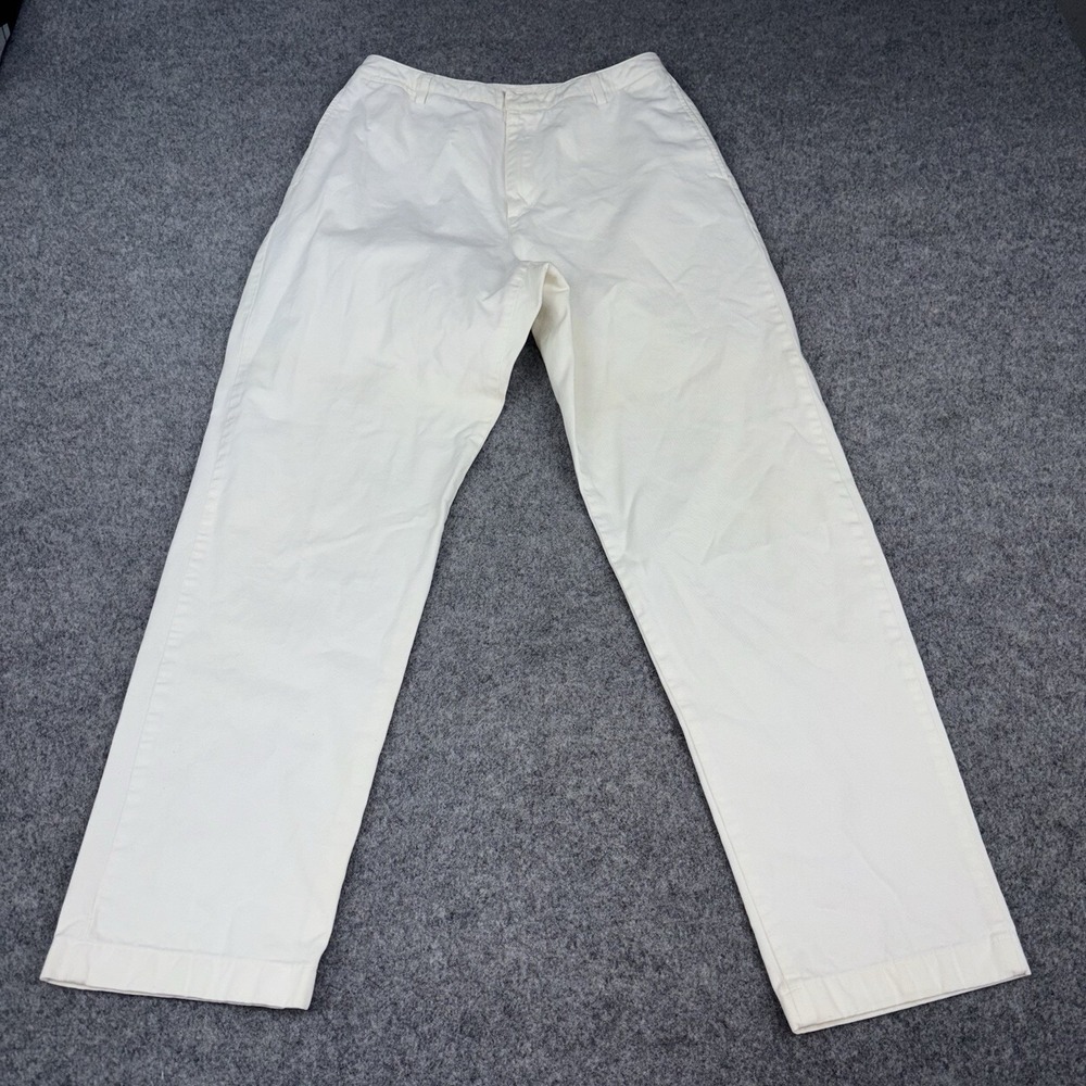 Lands' End Chino Pants Womens Size 10 White Straight Leg Flat Front Business